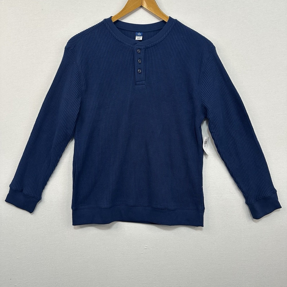Old Navy‎ Boys Long Sleeve Thermal Knit Pullover XL(14-16) Plus Navy Blue NWT